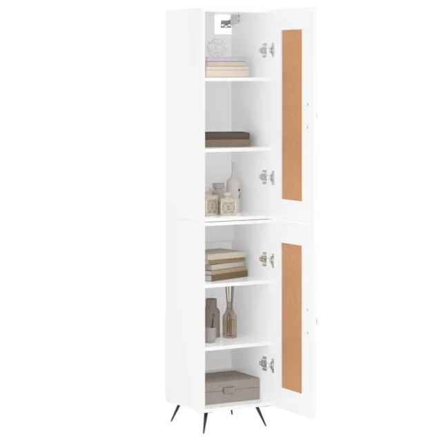 Buffet haut Blanc brillant 34,5x34x180 cm Bois d'ingénierie