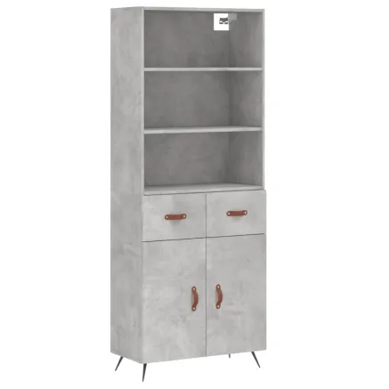 Buffet haut Gris béton 69,5x34x180 cm Bois d'ingénierie 2