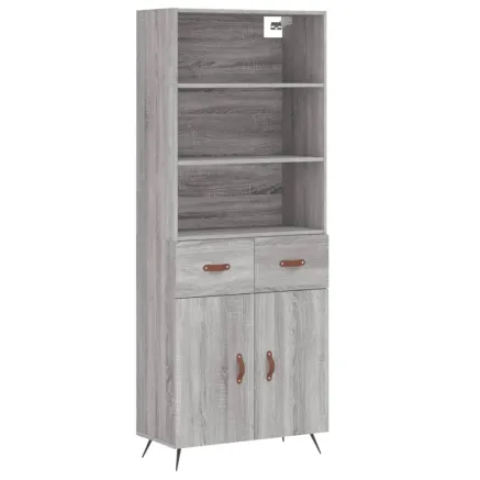 Buffet haut Sonoma gris 69,5x34x180 cm Bois d'ingénierie 2