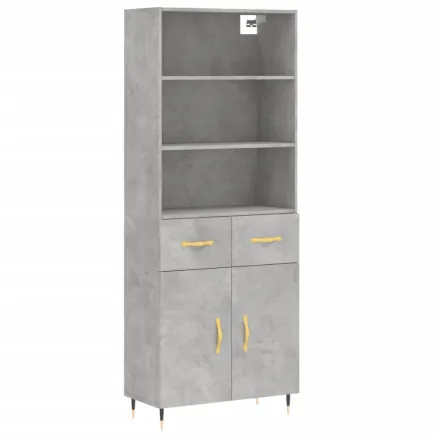 Buffet haut Gris béton 69,5x34x180 cm Bois d'ingénierie 2