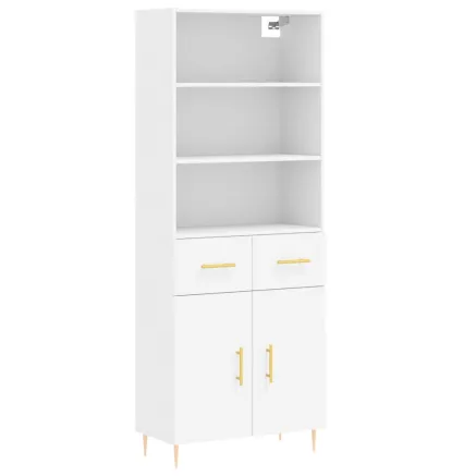 Buffet haut Blanc 69,5x34x180 cm Bois d'ingénierie 2