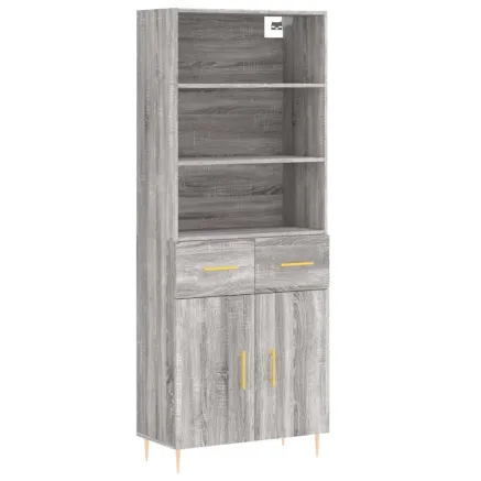 Buffet haut Sonoma gris 69,5x34x180 cm Bois d'ingénierie 2
