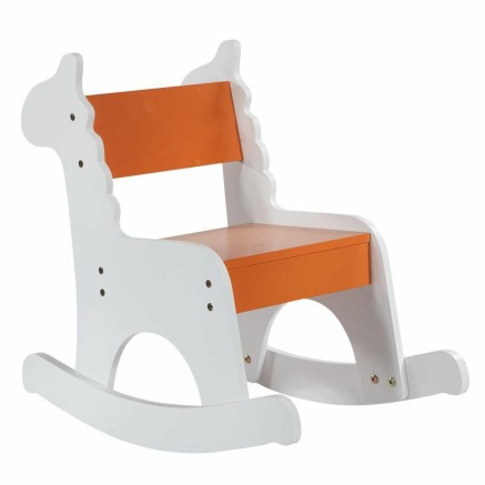 Schaukelstuhl Alexandra House Living Weiß Orange Holz MDF 33 x 55 x 5