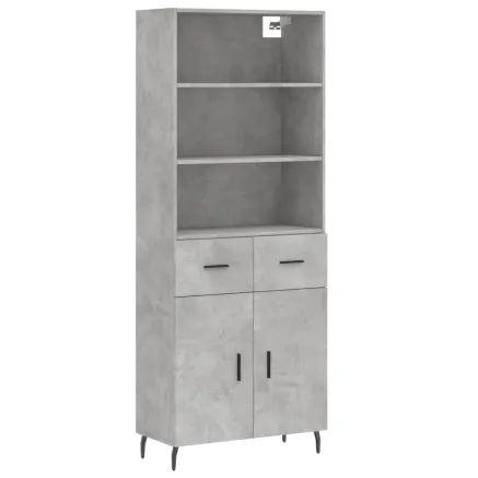 Buffet haut Gris béton 69,5x34x180 cm Bois d'ingénierie 2