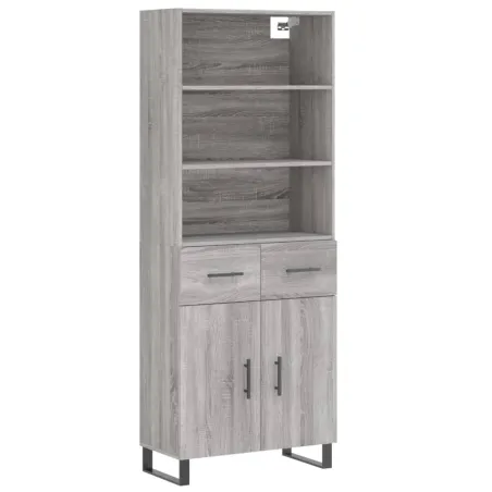 Buffet haut Sonoma gris 69,5x34x180 cm Bois d'ingénierie