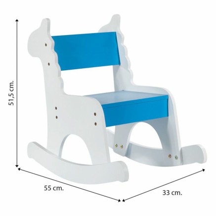 Rocking chair Alexandra House Living Blue White MDF Wood 33 x 55 x 51, 2