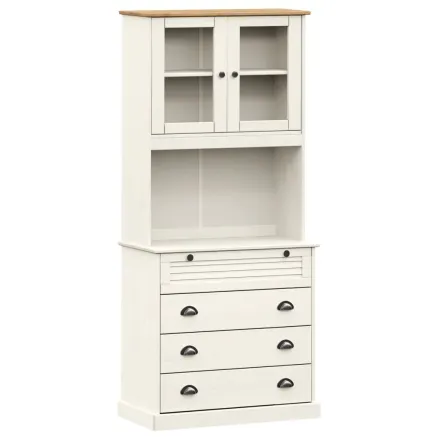 Buffet haut VIGO blanc 80x40x176 cm bois massif de pin 2