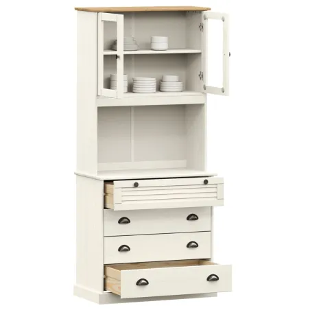 Buffet haut VIGO blanc 80x40x176 cm bois massif de pin