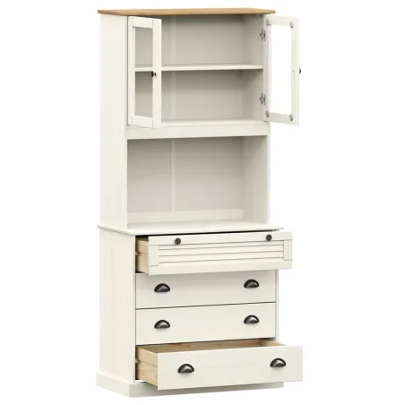 Buffet haut VIGO blanc 80x40x176 cm bois massif de pin