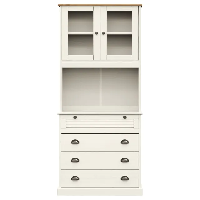 Buffet haut VIGO blanc 80x40x176 cm bois massif de pin