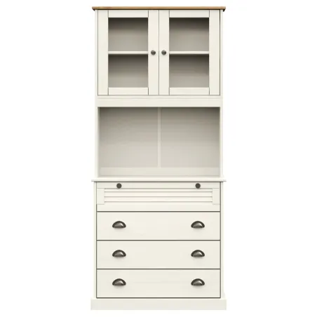 Buffet haut VIGO blanc 80x40x176 cm bois massif de pin