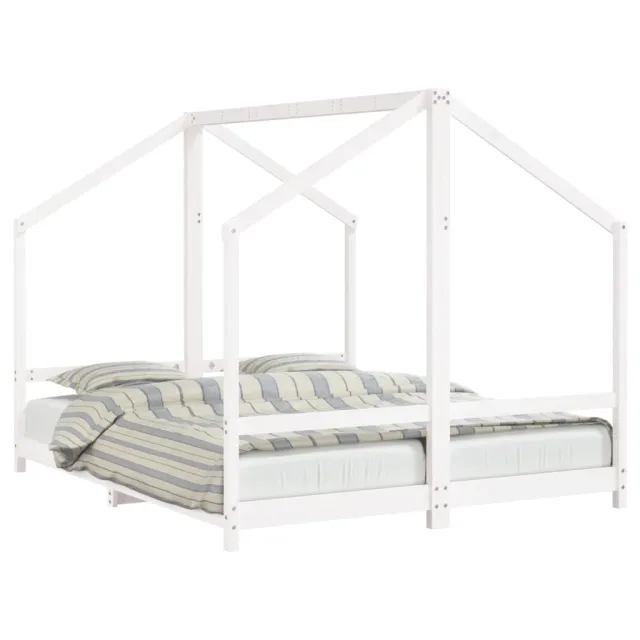 Cadre de lit d'enfant blanc 2x(80x200) cm bois de pin massif