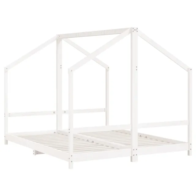 Cadre de lit d'enfant blanc 2x(80x200) cm bois de pin massif