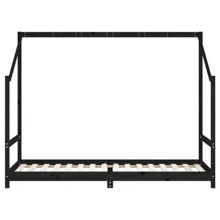 Cadre de lit pour enfants noir 2x(80x200) cm bois de pin massif
