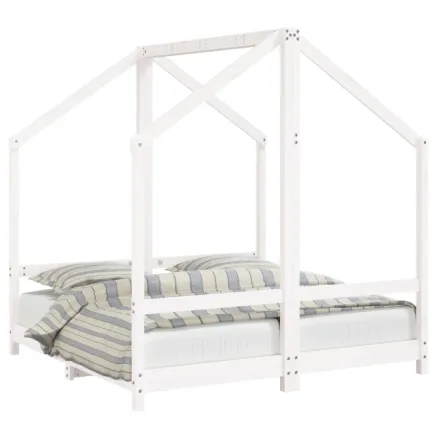 Cadre de lit pour enfant blanc 2x(70x140) cm bois de pin massif 2