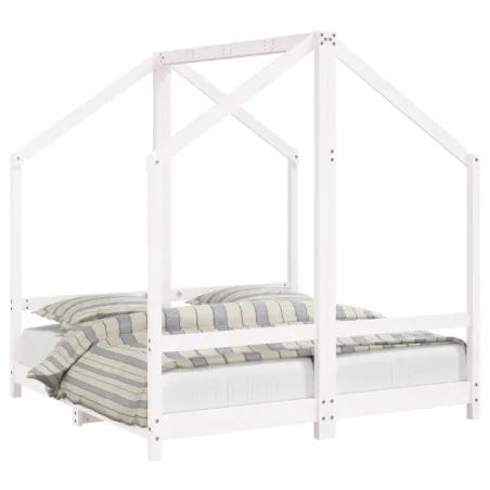 Cadre de lit pour enfant blanc 2x(70x140) cm bois de pin massif