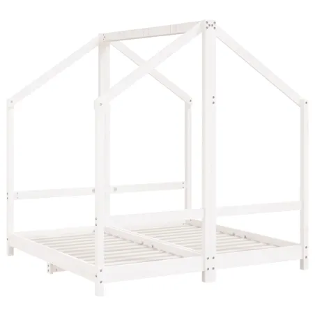 Cadre de lit pour enfant blanc 2x(70x140) cm bois de pin massif