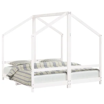 Cadre de lit pour enfant blanc 2x(80x160) cm bois de pin massif 2