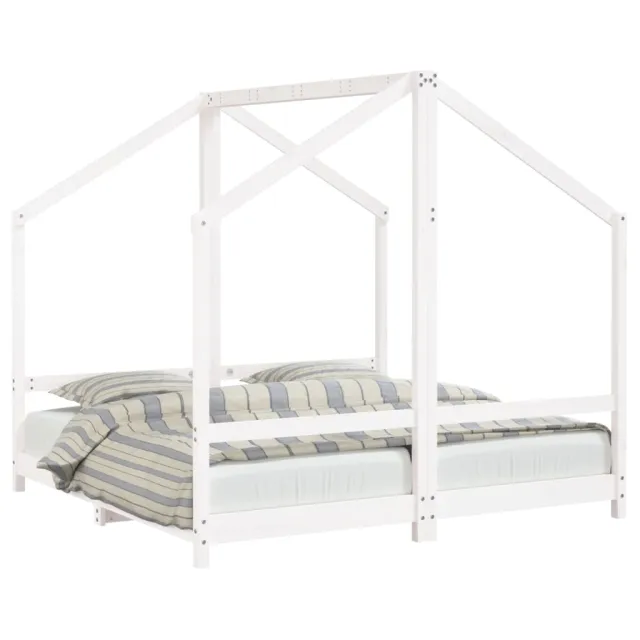 Cadre de lit pour enfant blanc 2x(80x160) cm bois de pin massif