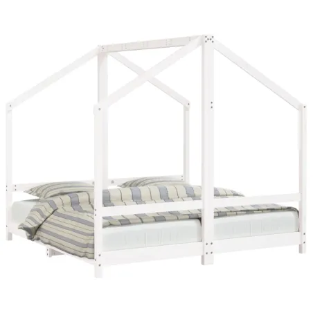 Cadre de lit pour enfant blanc 2x(80x160) cm bois de pin massif