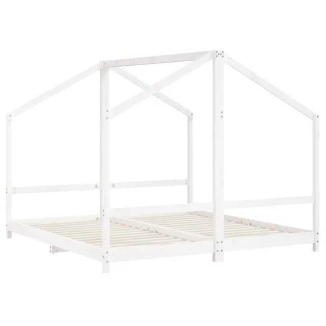 Cadre de lit d'enfant blanc 2x(90x190) cm bois de pin massif