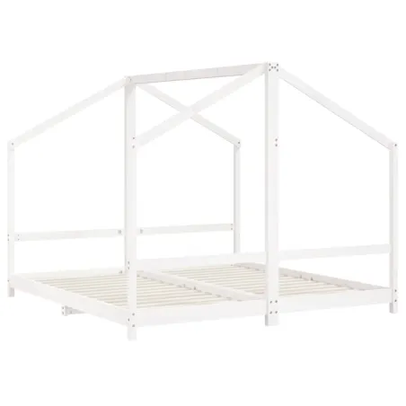 Cadre de lit d'enfant blanc 2x(90x190) cm bois de pin massif
