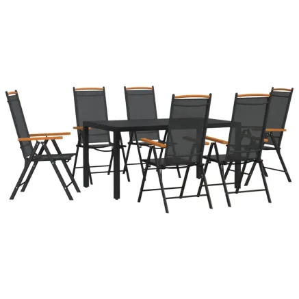 Ensemble à manger de jardin 7 pcs noir aluminium 2