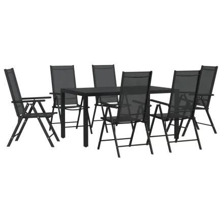 Ensemble à manger de jardin 7 pcs noir aluminium 2