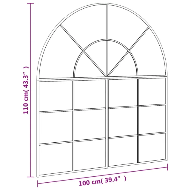 Miroir mural noir 100x110 cm arche fer