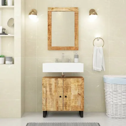 Ensemble de meubles salle de bain 2 pcs bois de manguier massif