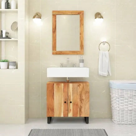 Ensemble de meubles de salle de bain 2 pcs bois massif d'acacia