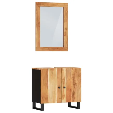 Ensemble de meubles de salle de bain 2 pcs bois massif d'acacia 2
