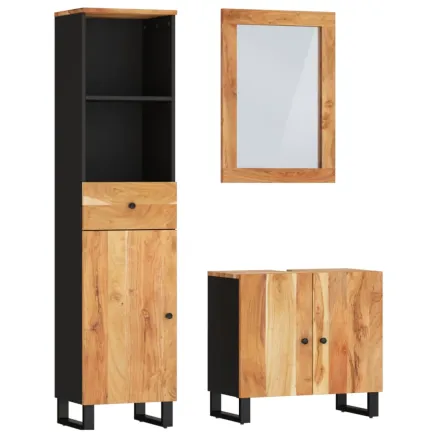 Ensemble de meubles de salle de bain 3 pcs bois massif d'acacia 2