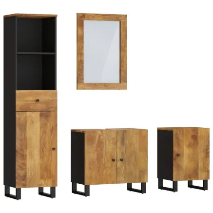 Ensemble de meubles de salle de bain 4 pcs bois manguier massif 2