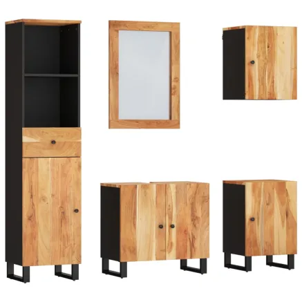 Ensemble de meubles de salle de bain 5 pcs bois massif d'acacia 2