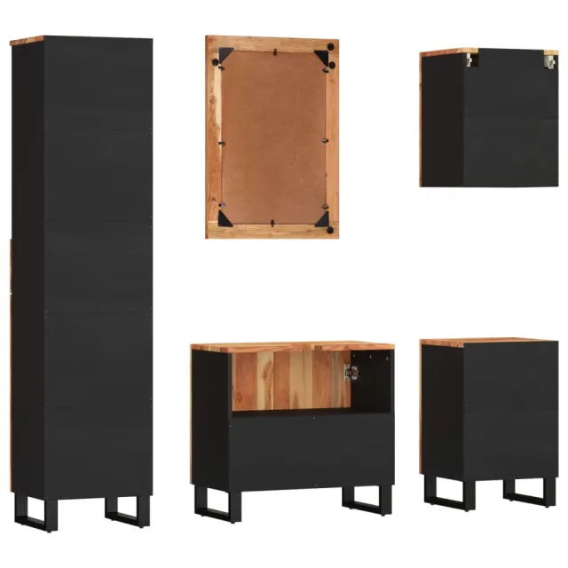 Ensemble de meubles de salle de bain 5 pcs bois massif d'acacia