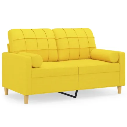 Canapé 2 places avec oreillers jaune clair 120 cm tissu 2