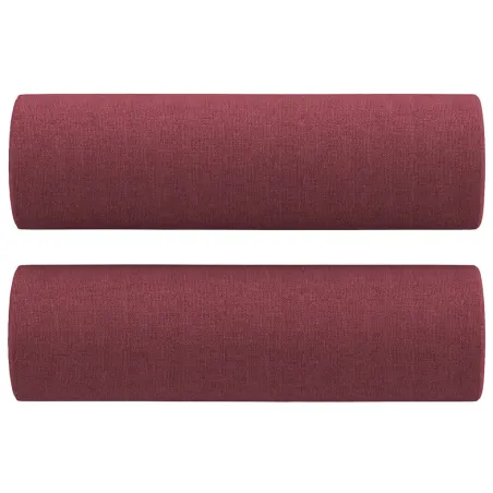 Canapé 3 places avec oreillers décoratifs bordeaux 180 cm tissu