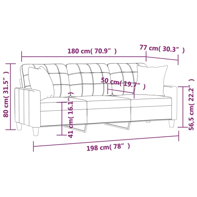Canapé 3 places avec oreillers bordeaux 180 cm similicuir