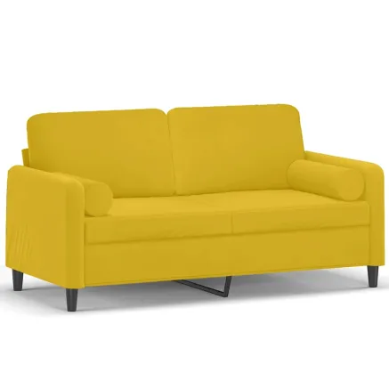 Canapé 2 places avec oreillers décoratifs jaune 140 cm velours 2