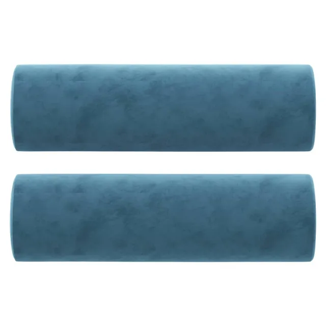 Canapé 3 places avec oreillers décoratifs bleu 180 cm velours