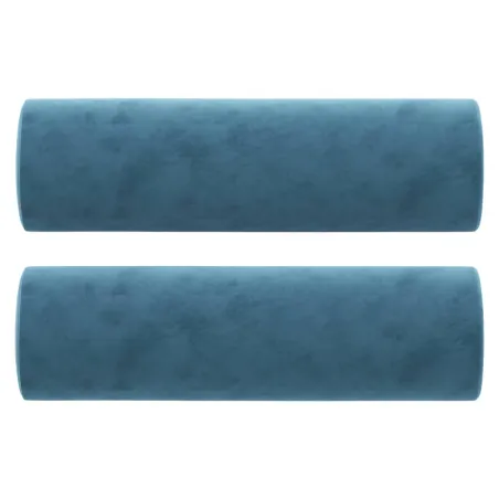 Canapé 3 places avec oreillers décoratifs bleu 180 cm velours