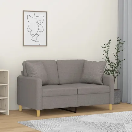 Canapé 2 places avec oreillers décoratifs taupe 120 cm tissu