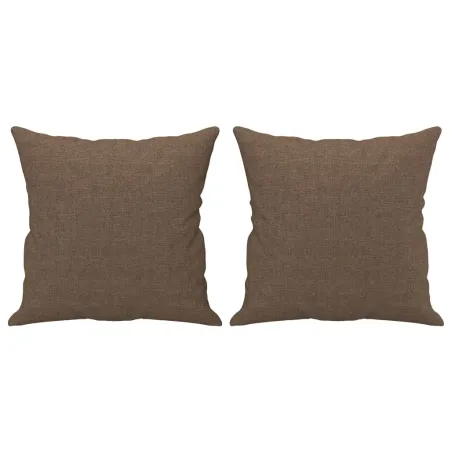 Canapé 2 places avec oreillers décoratifs marron 140 cm tissu