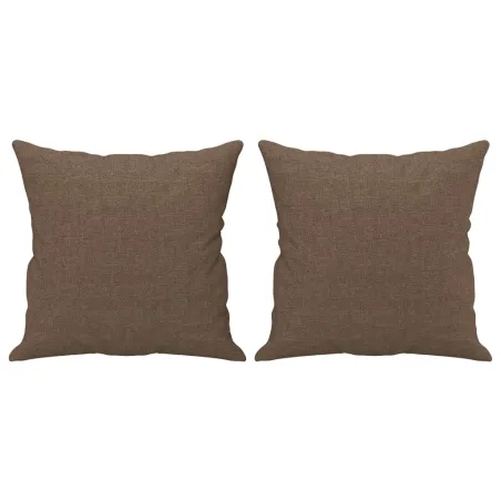 Canapé 3 places avec oreillers décoratifs marron 180 cm tissu