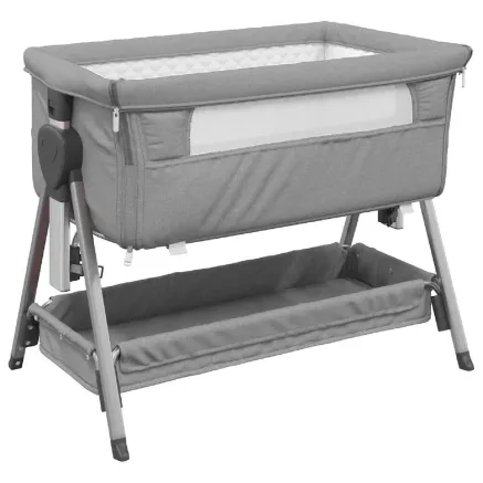 Lit pour bébé avec matelas Gris clair Tissu de lin 2