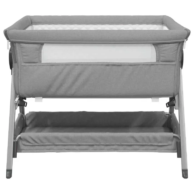 Lit pour bébé avec matelas Gris clair Tissu de lin