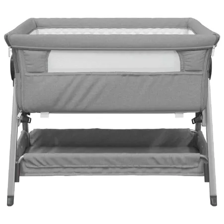Lit pour bébé avec matelas Gris clair Tissu de lin