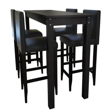 Set de 1 table de bar et 4 tabourets noir