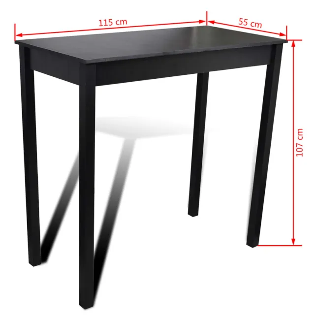Set de 1 table de bar et 4 tabourets noir